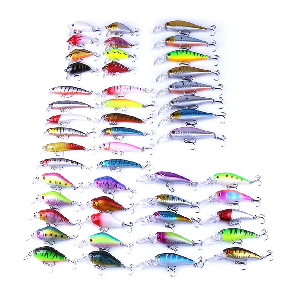 48pcs/set Mixed Hard Minnow Crank Bait Lure Set Fishing Combo