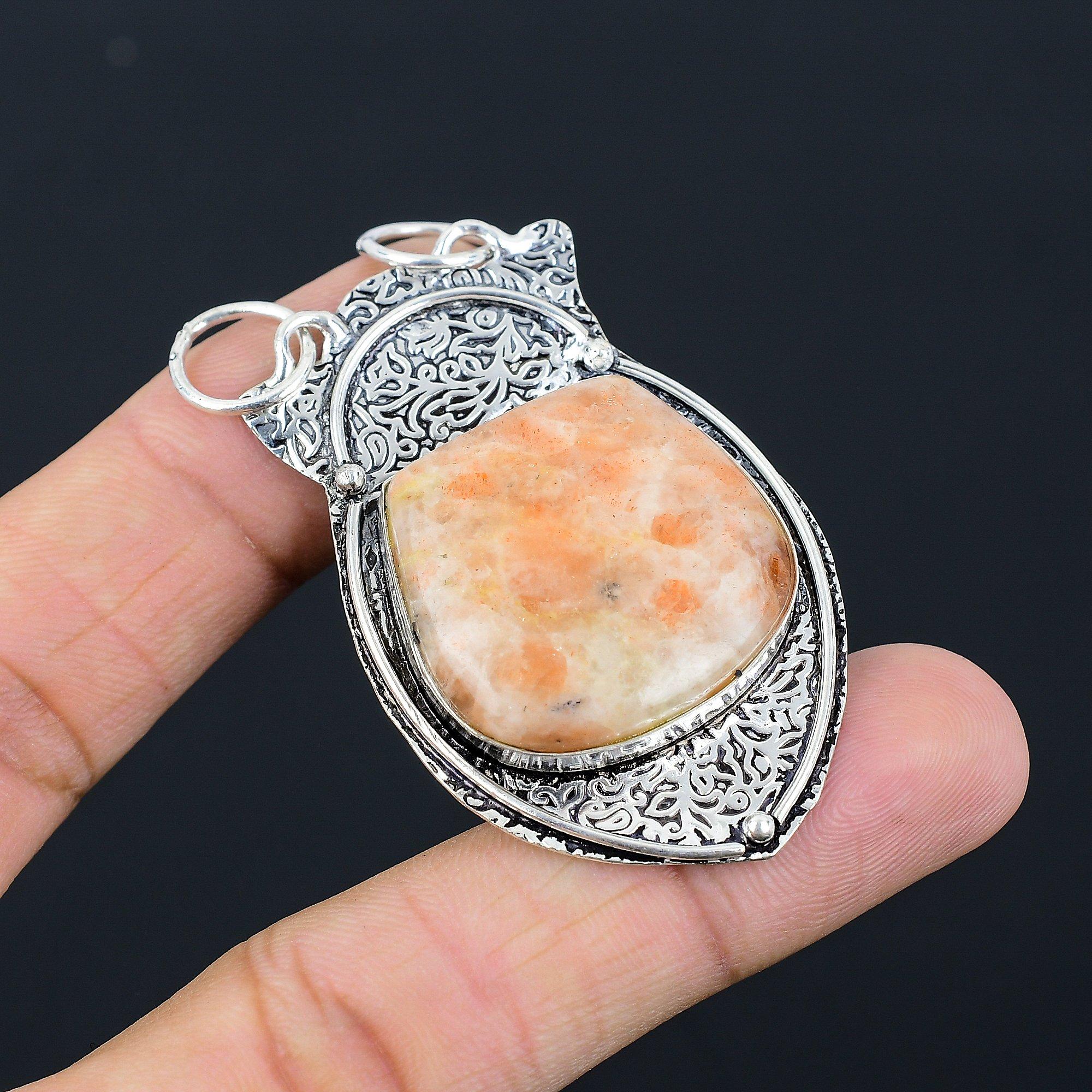 Daughters Day Sale Crescent Sunstone Stone Wife Pendant Jewelry Sterling Silver