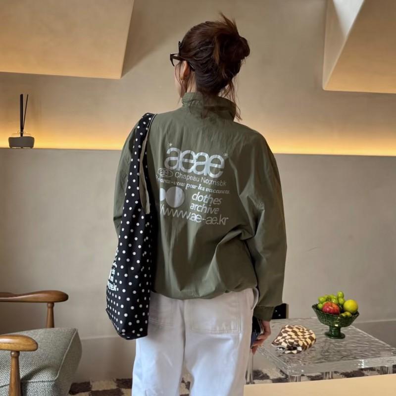 2026 Womens Casual Cotton Blend Jacket Letter Print Stand Collar Loose Fit Outdoor Coat