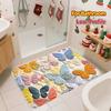 3D Butterfly Pattern Anti Slip Bathroom Mat Soft Flannel Rug Machine Washable Area Carpet for Bedroom and Living Room