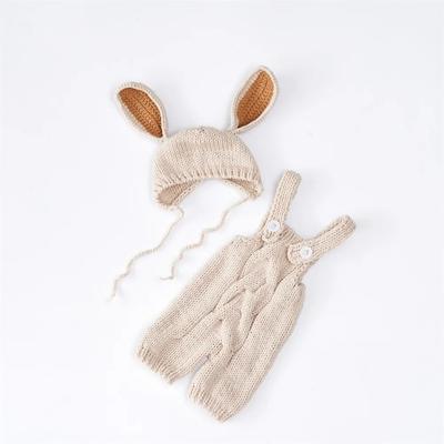 Newborn Knitted Photography Suit Baby Cute Large Ear Rabbit Photobook Suit Full Moon Baby Handmade Knitted Clothes