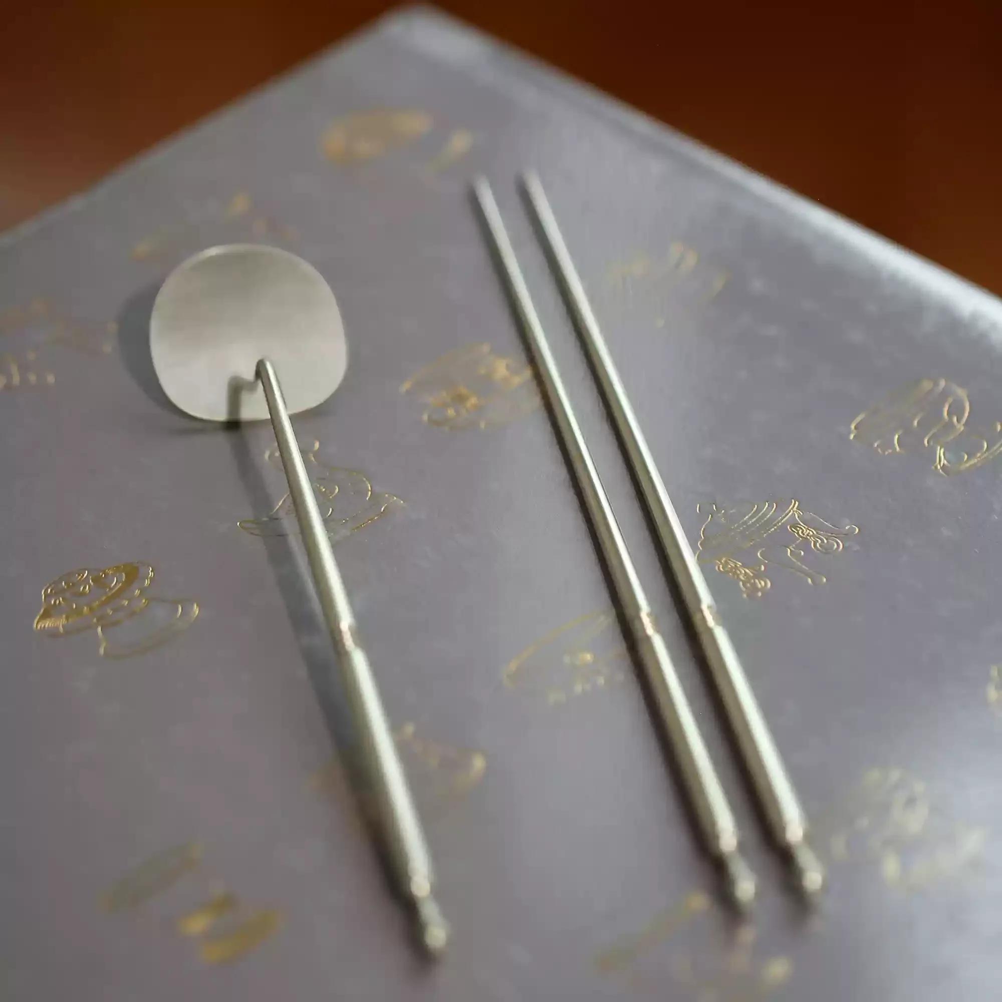 

White Copper Incense Chopsticks Ash Press/Agarwood Sandalwood Powder Ash Pressing Tools Temple Home Tea Room Incense Supplies