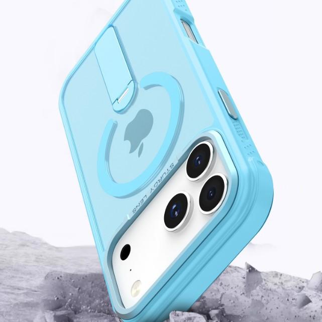 Applicable to iPhone17promax standing bracket mobile phone case Apple 15/16 magnetic matte creative anti-drop case