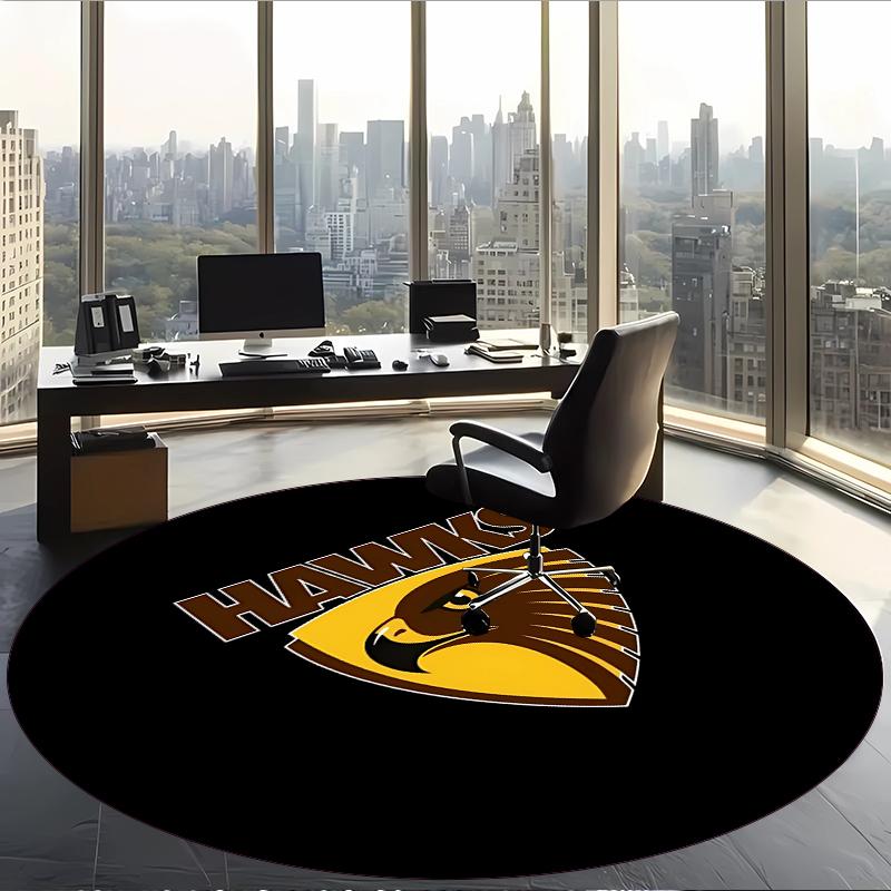 Hawthorn Hawks (1) Runder Büroteppich Dekorativer Bodenteppich für Büro Schlafzimmer Wohnzimmer und Wohnbereich