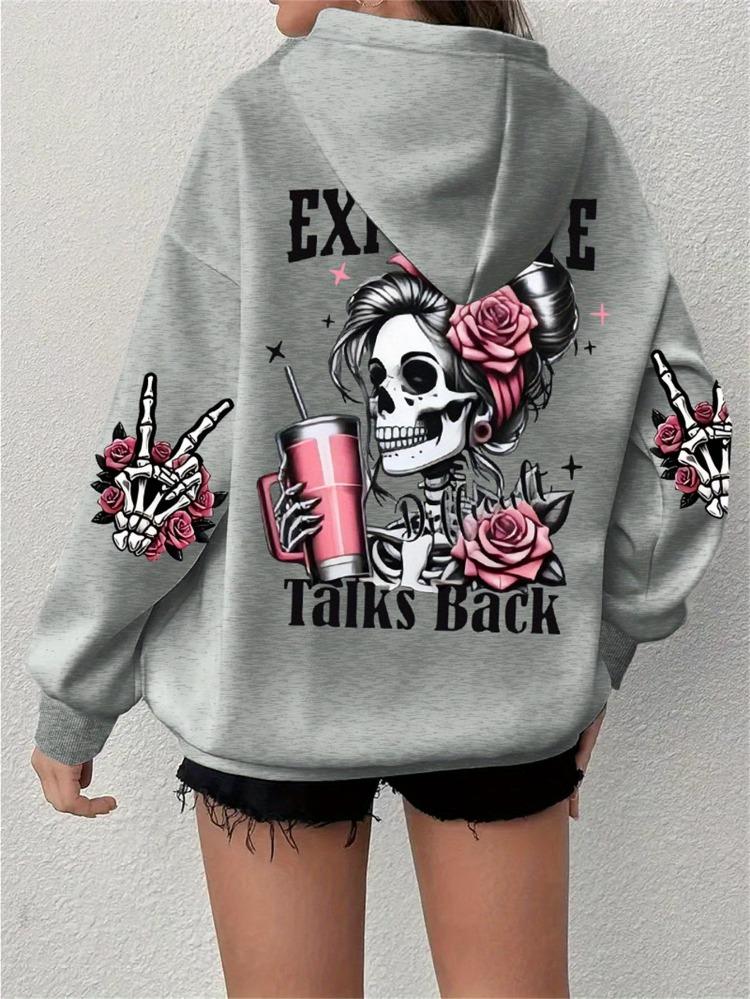 

Funny Talks Back Print Women Hoody Warm Fleece Hoodie Vintage Autumn Crewneck Top Loose Comfortable Harajuku Clothing S янтарь