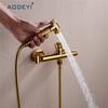 Solid Brass Toilet Handheld Bidet Spray Shower Sprayer Set With Hot and Cold Mixer Valve Chrome & Gold