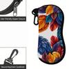 2D-Colorful Bohemian Feather Pattern Sunglasses Case, Zipper Protective Eyeglasses Storage Holder, Portable Travel Eyewear Organizer for Women Men