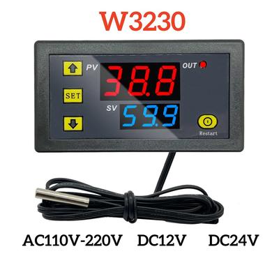 W3230 DC 12V 24V AC110-220V Probe Line Digital Temperature Control LED Thermostat Regulator Heat/Cooling Control Thermoregulator Tool