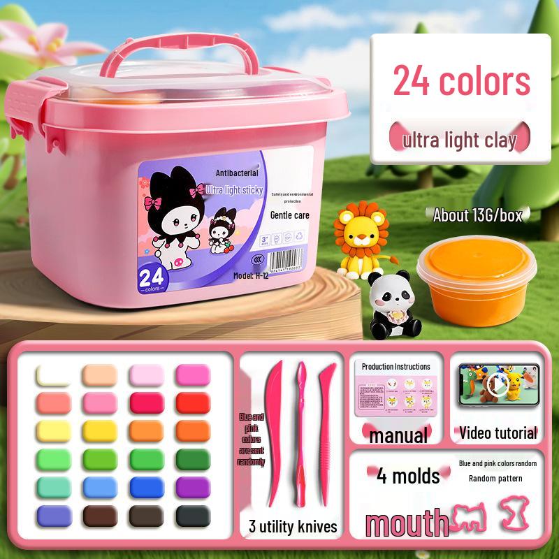 Super Light Non-Toxic Odorless Clay for Kids - 12 Colors Playdough Set