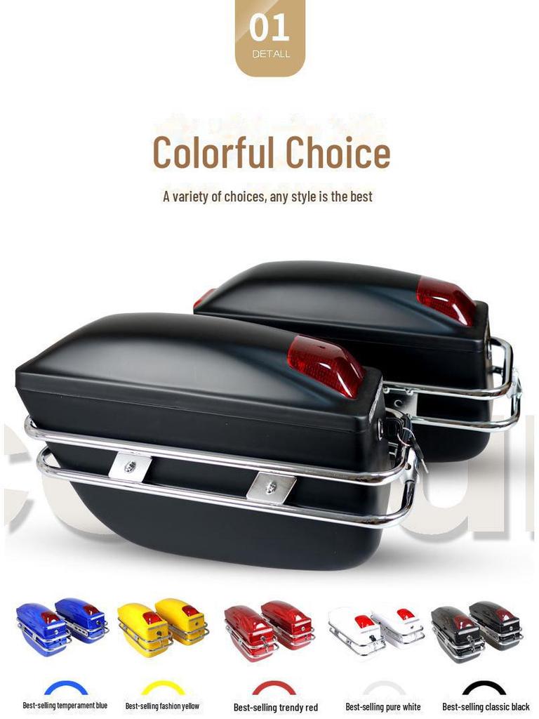 K6 Motorrad-Seitenbox mit Lichtern – 2 oder 3 Boxen, ABS-modifizierter Kofferraum und Heckbox