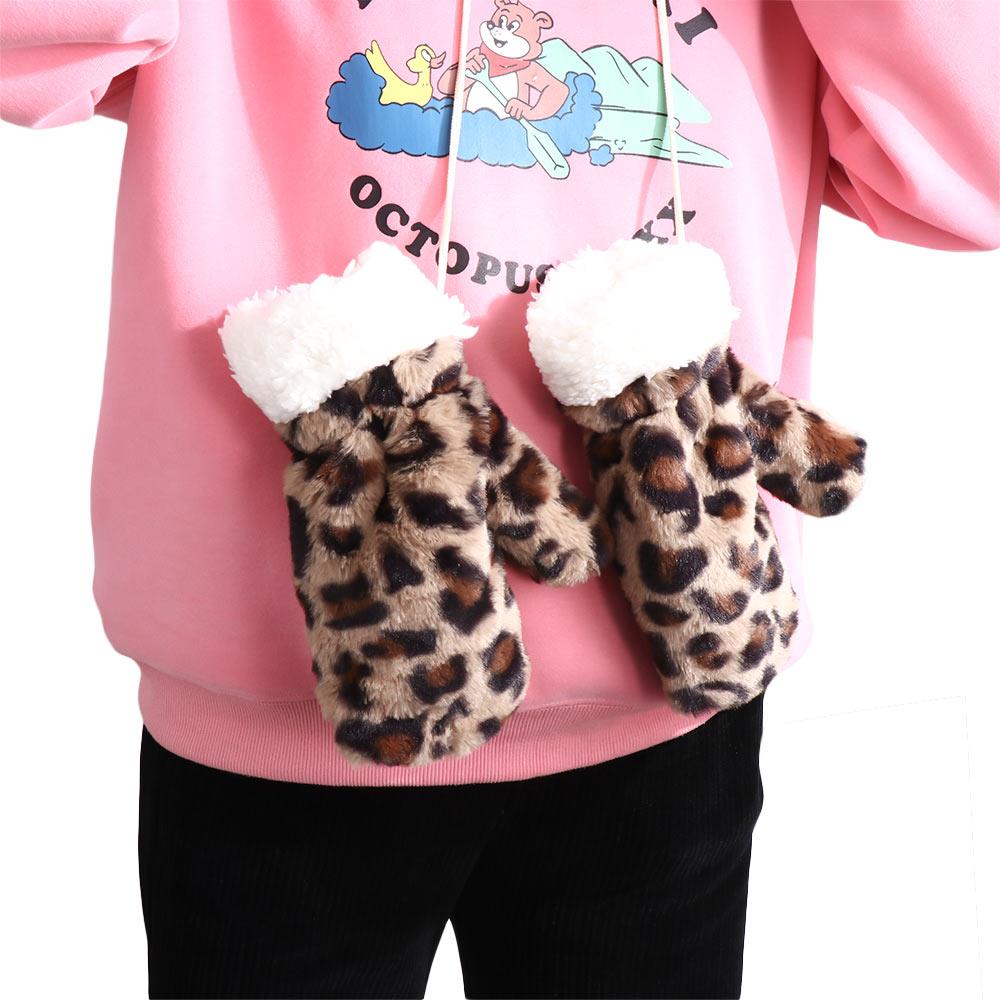 Adult Leopard Pattern Driving Full Fingers Gloves Christmas Mittens Cow Printed Women Halter Gloves