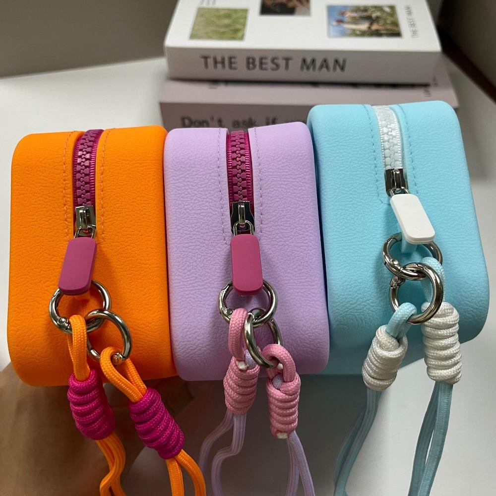 Reißverschluss Geldbörse Einfarbig Kosmetiktasche Fashion Square Brieftasche Kopfhörer