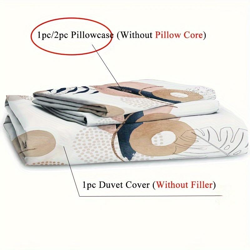 2/3pcs Duvet Cover Set (1 Duvet Cover + 1/2 Pillowcase, Without Core), 3D Simple Elegant Art Blue and Pink and Yellow Stitching