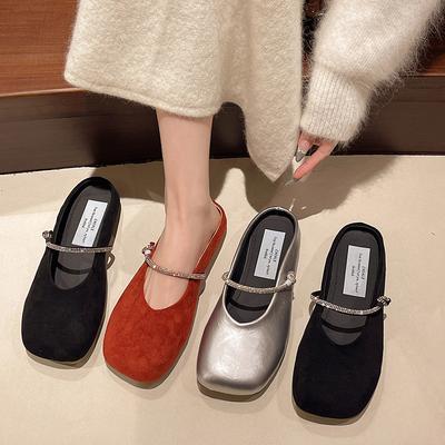 Late Evening Breeze Gentle Shallow Mouth Single Shoes Women's 2025 New Rhinestone Sparkling Mary Jane Shoes Korean Version Grandma Shoes Flat Shoes