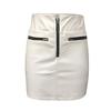 Women's Fashion Temperament Solid Color Leather Sexy  Zipper High Waist Bag Hip Short Skirt
