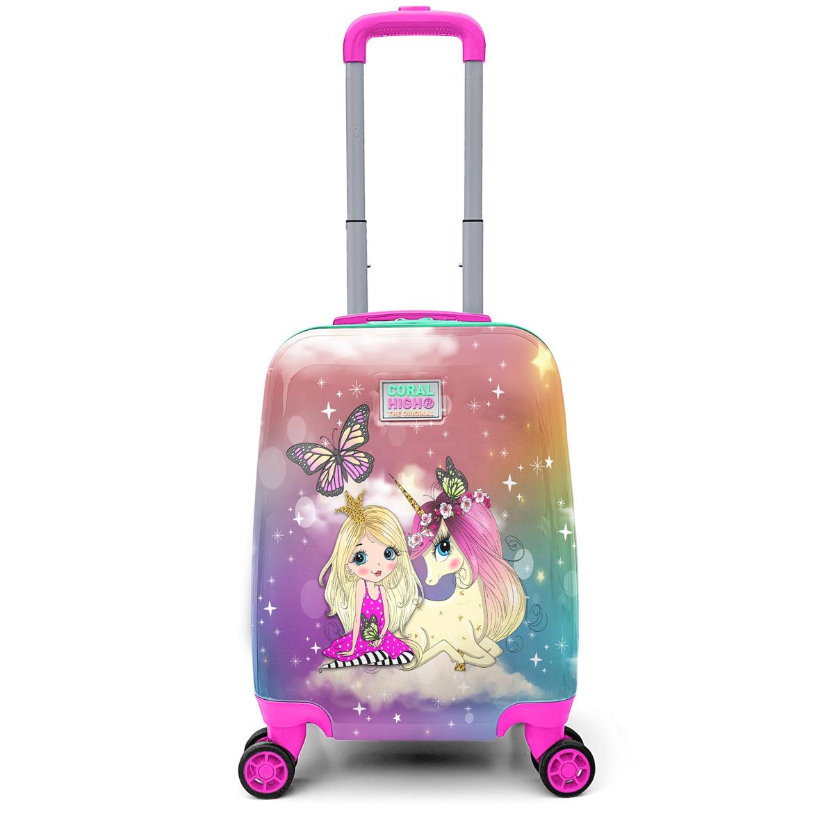 

Чемодан Coral High Kids Pink Water Green Girl с рисунком единорога 16704