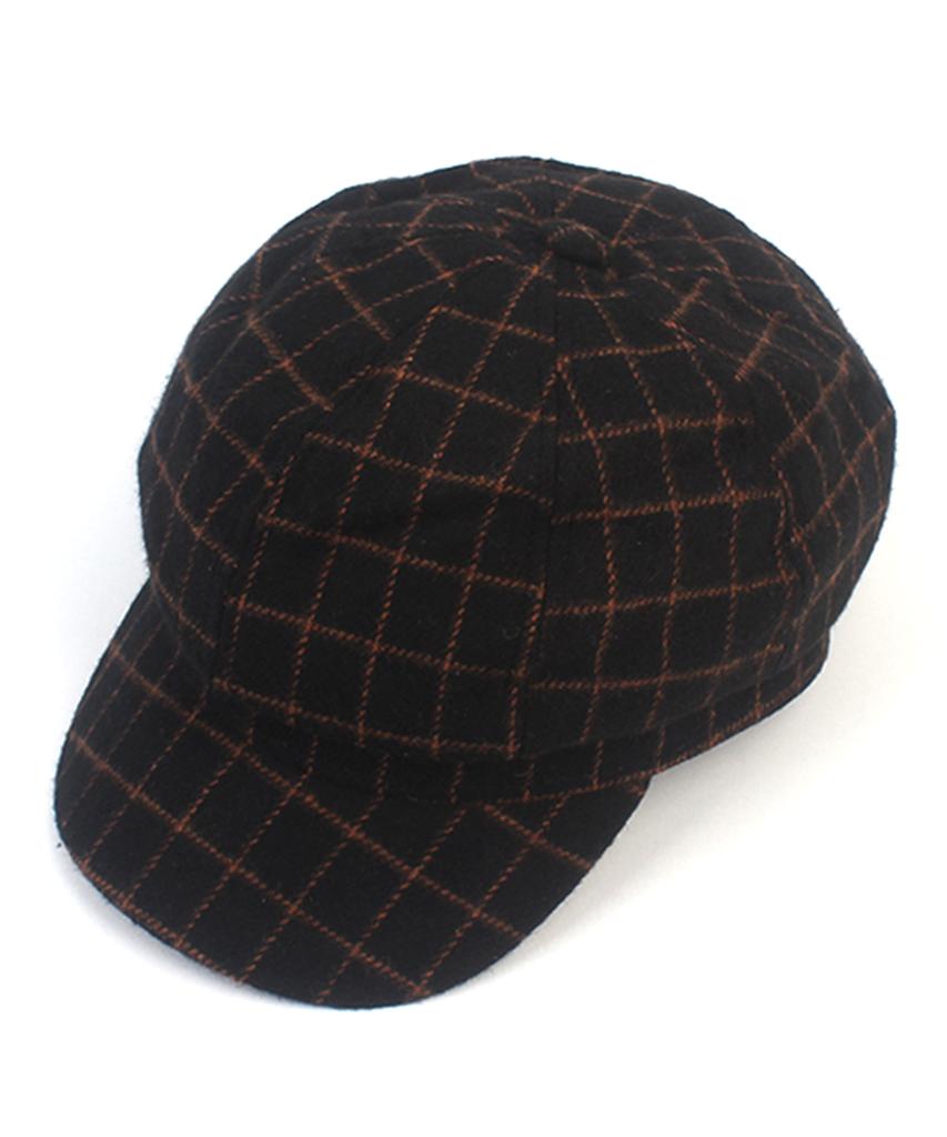 Yunibeosyeolkemiseuteuli Wool Check Black Newsboy Cap