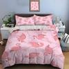 Pink Background Flamingos Pattern Duvet Cover Set Digital Print Colorful Polyester Bedding With Zipper Closur For Kids Gifts