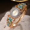 Quartz Movement Rhinestone Dress Watch Round Dial Quartz Bracelet Wristwatch  Casual Occasion