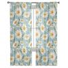 Daisy Watercolor Texture Sheer Voile Window Curtains Tulle Curtains Living Room Balcony Decoration Drapes