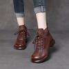 Weiche Leder-Kurzstiefel Winter Neu Martin Boots Bequem Samt Rutschfest Retro Plateau Ritterstiefel