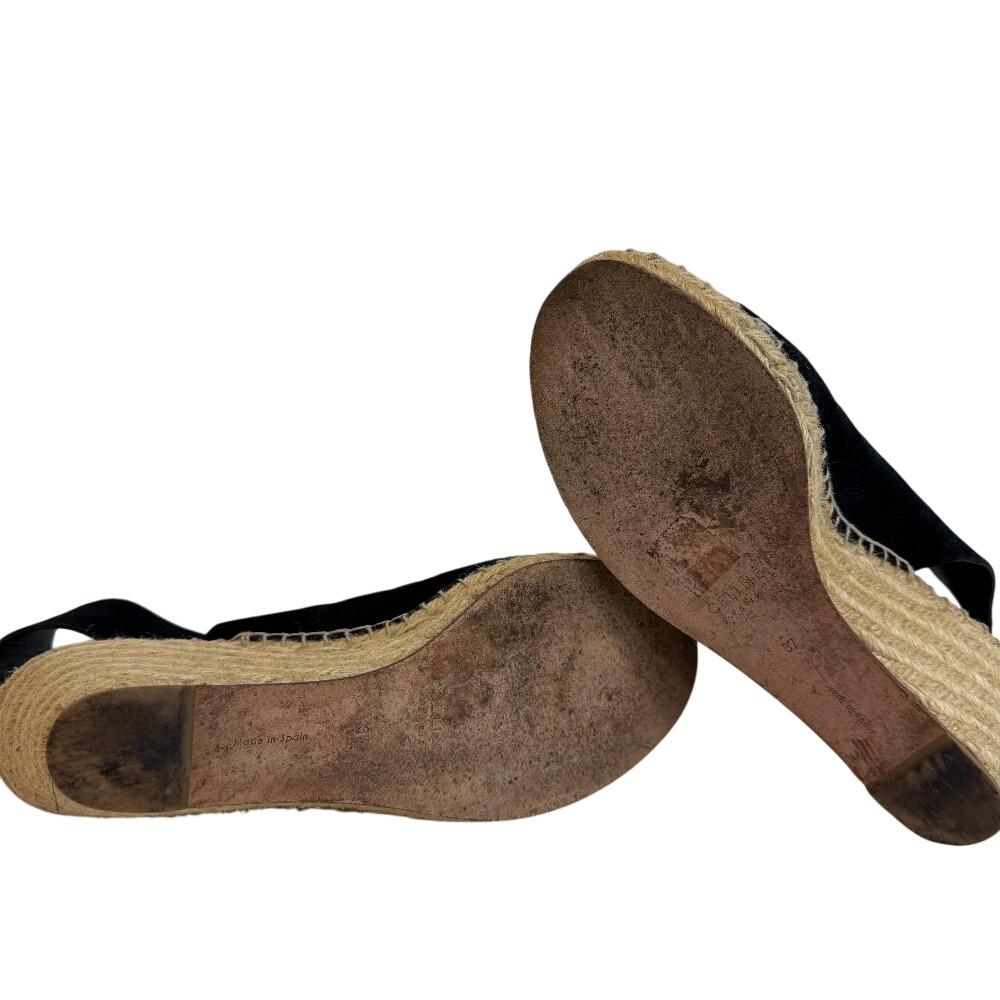 CELINE Wedge Sandals Espadrille suede Sandals black suede Used
