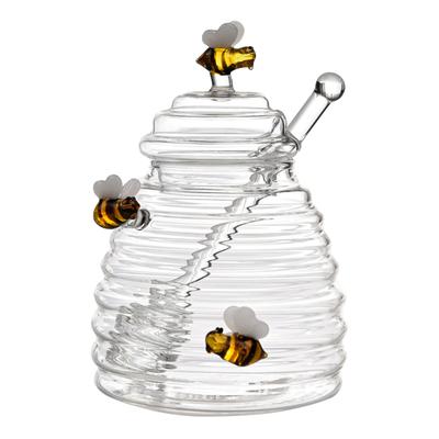 Barattolo di miele Barattolo di miele trasparente creativo per la casa con coperchio in vetro con asta di agitazione in vetro per conservare il miele