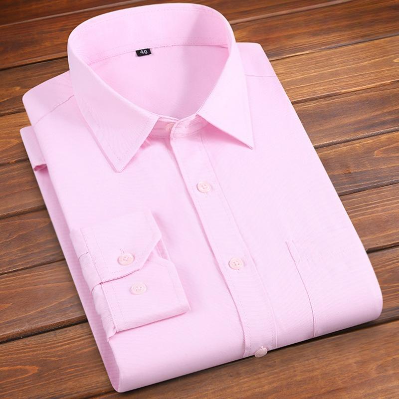 White Shirt Men's Long-sleeved Solid Color Men's Shirt Loose Non-iron Business Black Thin Cotton Shirt