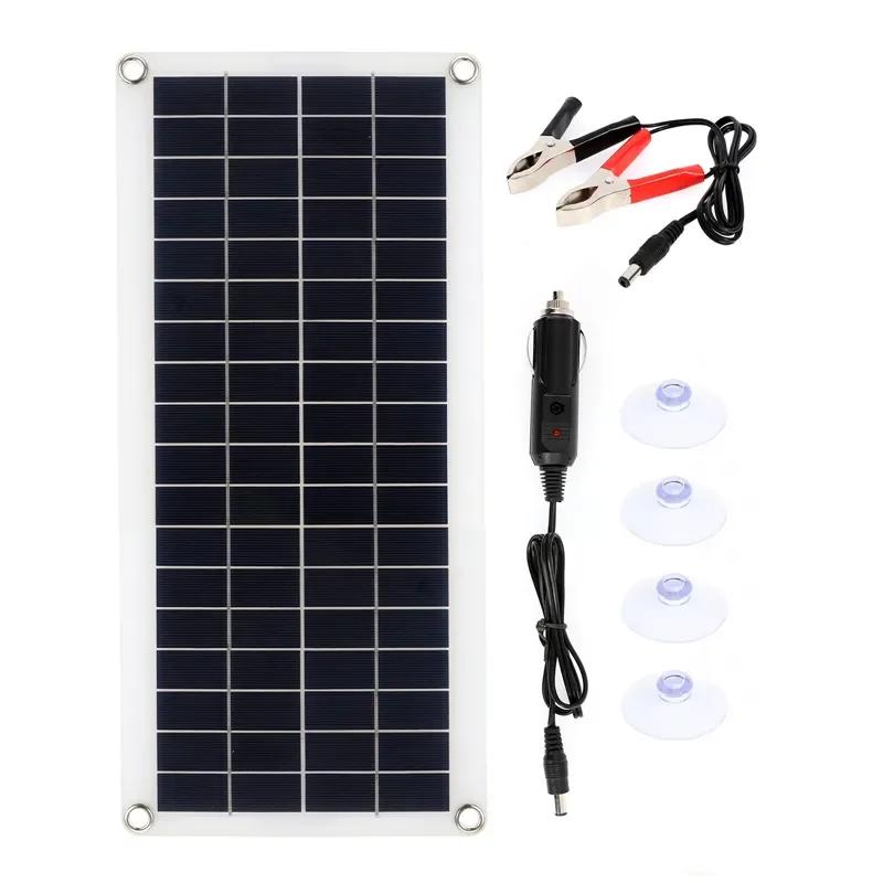Kit Pannello Solare per Ricarica Batteria Auto, Campeggio, Escursionismo, Alimentazione Off-grid, Ricarica Batteria Automobilistica 12V