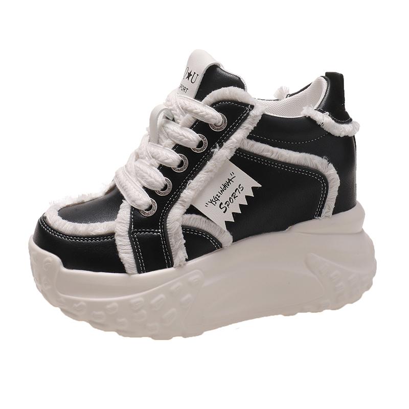 Fashion 10CM Women High Platform Sneakers New Autumn Breathable Chunky Dad Casual Shoes Thick Sole Trainers Leather Sneakers Woman