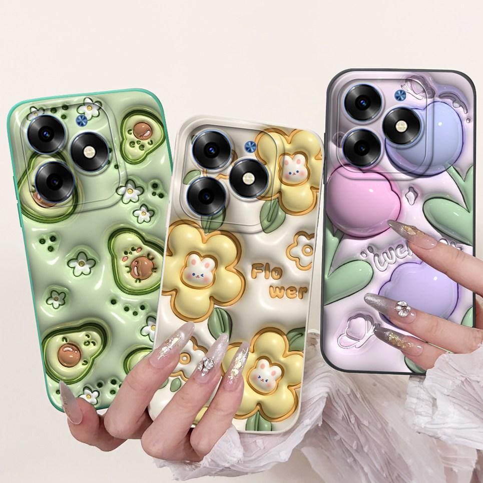 Luxus Modische Rückabdeckung Für Tecno Spark GO 2024 BG6 Hülle Weiches Silikon SparkGO 2024 Handyhülle Hase Katze Blume Panda Funda