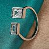 Silver Color Double Square Zircon Open Ring For Women Wedding Party Charm Jewelry