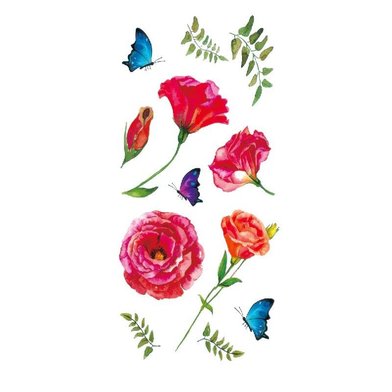 Adesivo de tatuagem de flor de rosa azul, flor de ameixa, padrão grande, capa de braço, adesivo de tatuagem à prova d'água, amostra de tatuagem