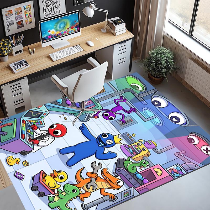 Game Rainbow Friends Pattern Rug, Indoor/Outdoor Mat, for Picnic, Gameroom, Bedroom, Office, Living Room, Home Decor Carpet, Birthday Gift