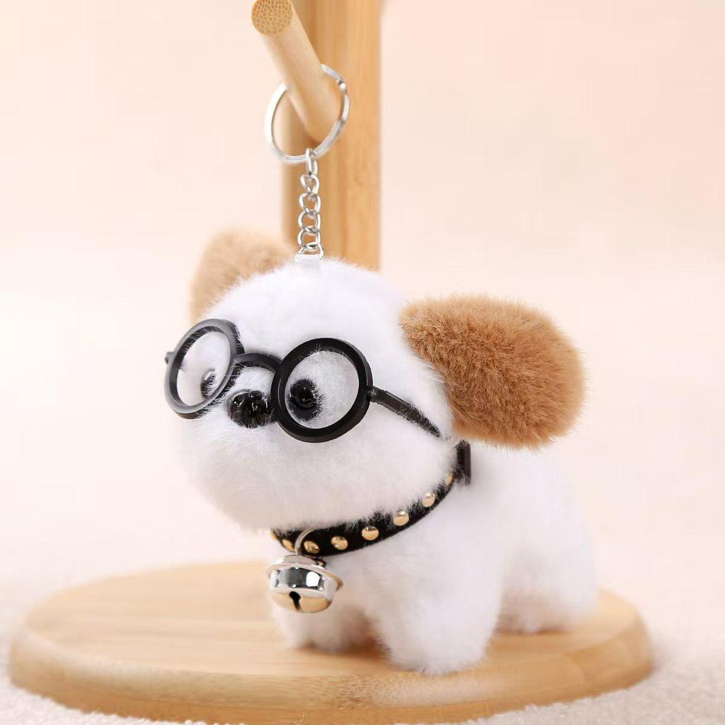 Internet Celebrity Cute Puppy Glasses Pendant Plush Toy Keychain
