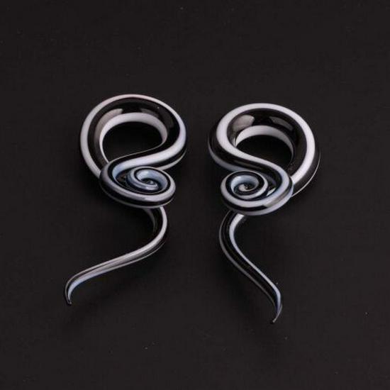 Earlobe Expanders: Glass Snail Design Body Piercing Jewelry