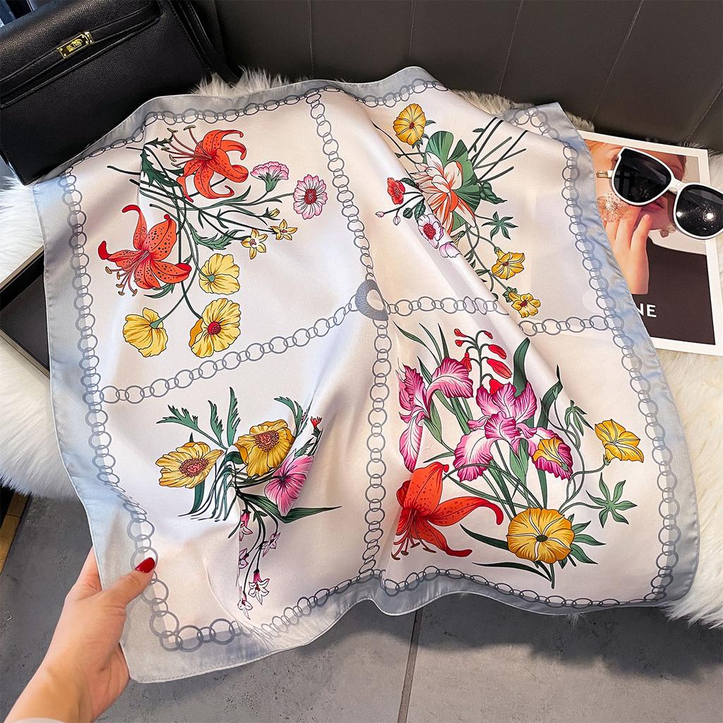 Paisley Floral Print Silk Square Scarfs For Women Decorate Neck Ties 70*70Cm Kerchief Lady Hijab Female Neckerchief Wraps Soft