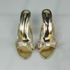 Mode Luxus Goldene High Heels Damen Pantoletten Sandalen Offene Zehen Elegant Stiletto Sommer Schuhe Klassische Schleife Abendparty Damenschuhe