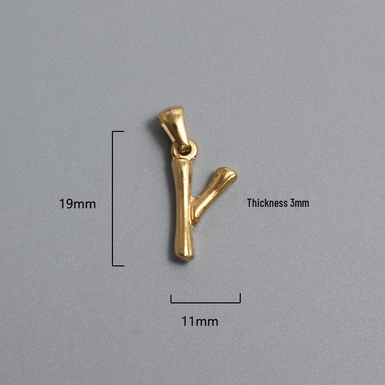 French Bamboo Joint Gold Letter Pendant Necklace - Retro Clavicle Chain Style for Women