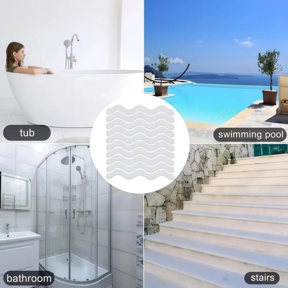 6/12pcs Adhesive Anti-Slip Stickers S-Shaped Design Bathroom Floor Stickers  for Bathtub