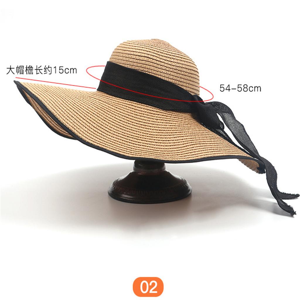 Temperament All-match Beach Straw Hat Women's Summer Seaside Travel Large Brim Sun Protection Vacation All-match Large Brim Sun