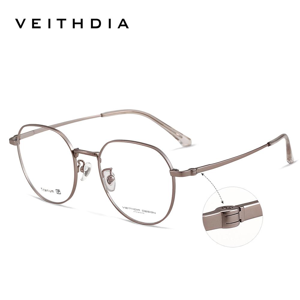 VEITHDIA Glasses Optical Titanium Alloy Frame Customizable prescription lens Eyeglasses Men Women Myopia Computer Eyewear V5587