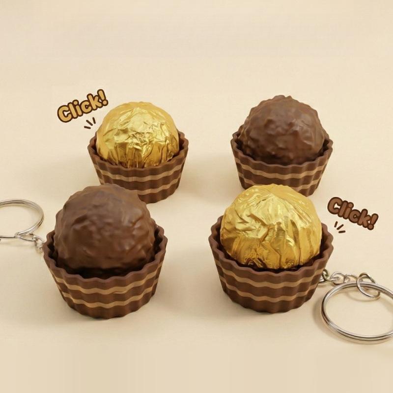 Simulated Chocolate Keyboard Keychain Fidget Toys Push Stress Relief Sensory Toys 3D Chocolate Keyboard Clicker For Kids Adults