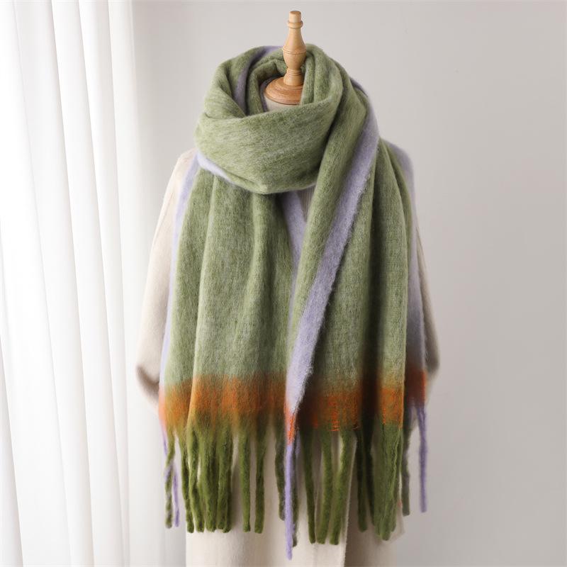 Unisex Farbverlauf Quasten Imitationskaschmir Schal für Herbst & Winter