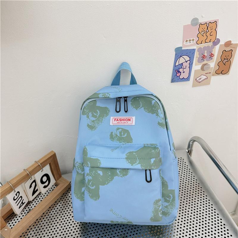 Modern Trendy Bear Print Nylon Backpack Spacious Breathable Design Ideal For Kindergarten Students