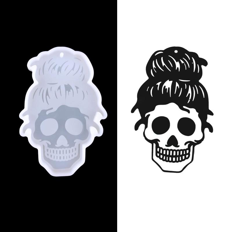 Human for Head Skull Keychain Drop Glue Mold Diy Halloween Pendant Backpack Decor Silicone Mold Epoxy Resin Crafting Mol