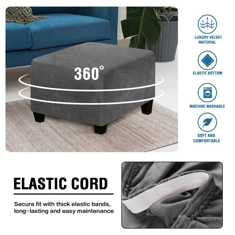 Velvet Square Low Stool Cover Protector Strečový all-inclusive obal na třmen