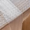 Embroidered Crochet Lace Tablecloth with Tassels - Polyester Blend Rectangular Cover for Kitchen Dining Party Decor, Knit Fabric Weave, White