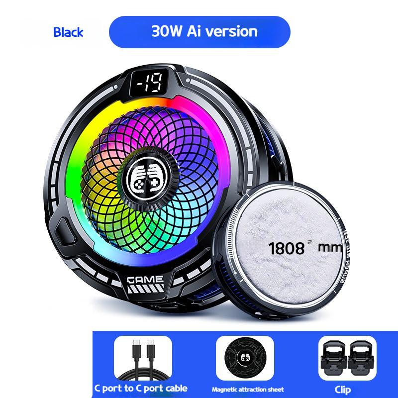 

FS18 AI Mobile Cooler 30W Magnetic Back-clip Ice Cooling Radiator Digital Display RGB Light Gaming Cooler Temperature Control FS18 30W balck