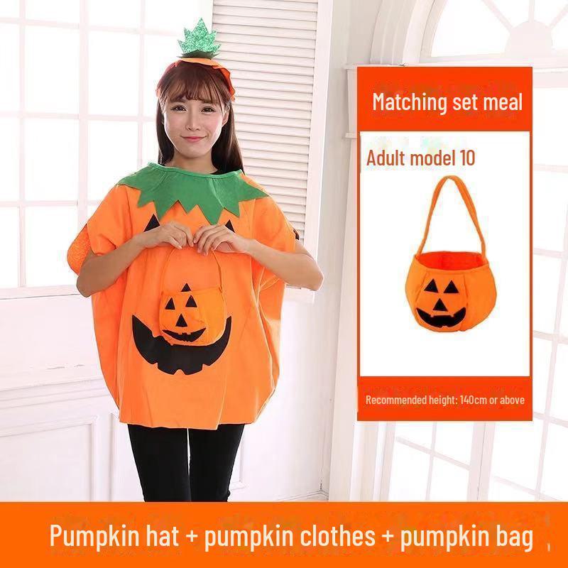 Halloween Costumes: Pumpkin-themed Attire for Adults & Kids with Makeup, Hats & Show Clothes